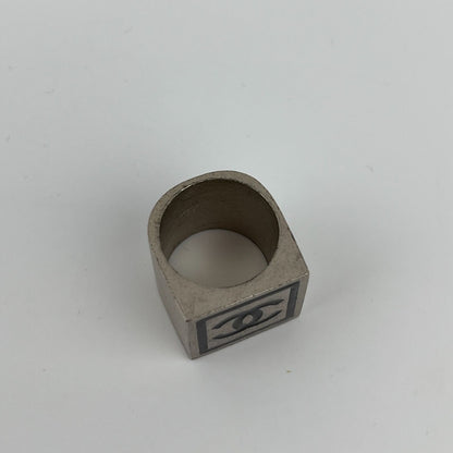 Chanel CC Logo Ring Square Silver Vintage — view 5