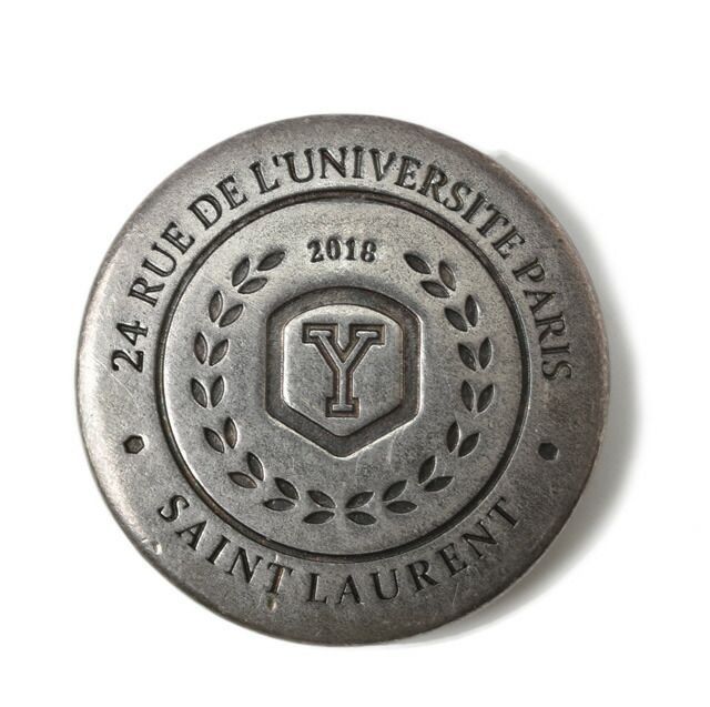 Saint Laurent Pin Brooch Pin Badge Saint Laurent Brooch Vintage Silver Y Logo