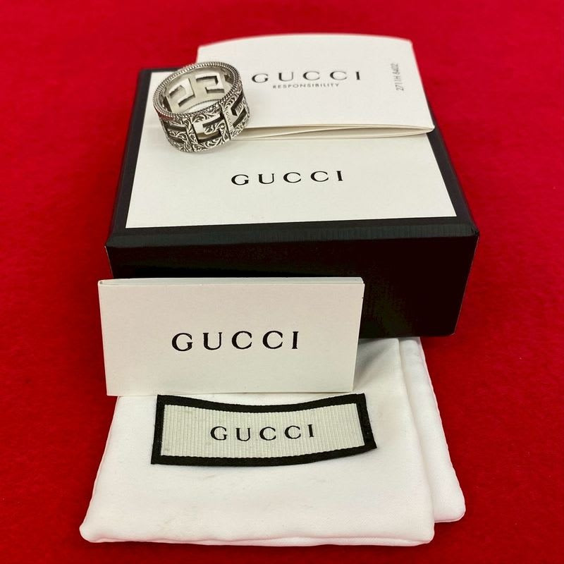 Gucci Square G Arabesque Silver 925 Ring No 18 Accessory