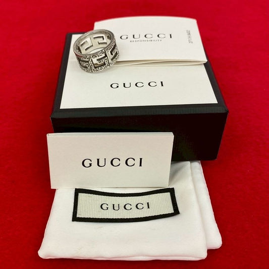 Gucci Square G Arabesque Silver 925 Ring No 18 Accessory