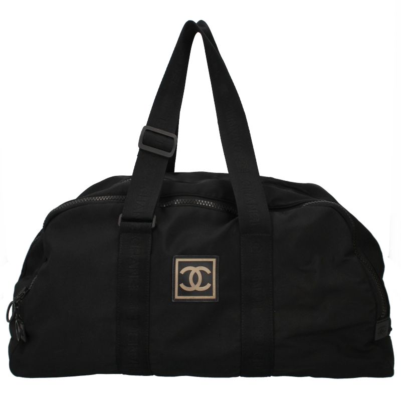 Chanel Sport Line Boston Bag A19977 Nylon Men's Boston Bag Black Excellent