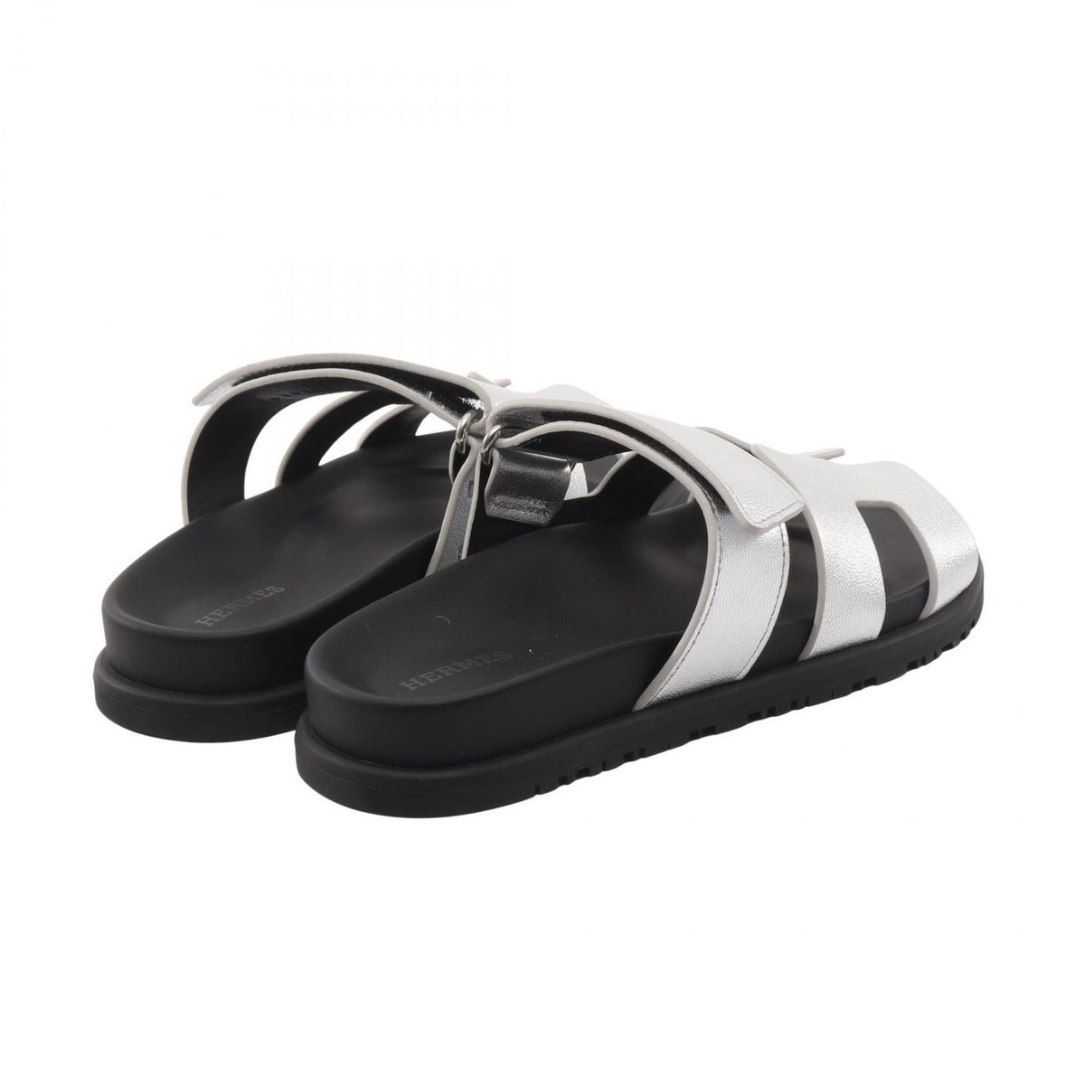 Hermes Sandals Chypre Silver Leather — view 2