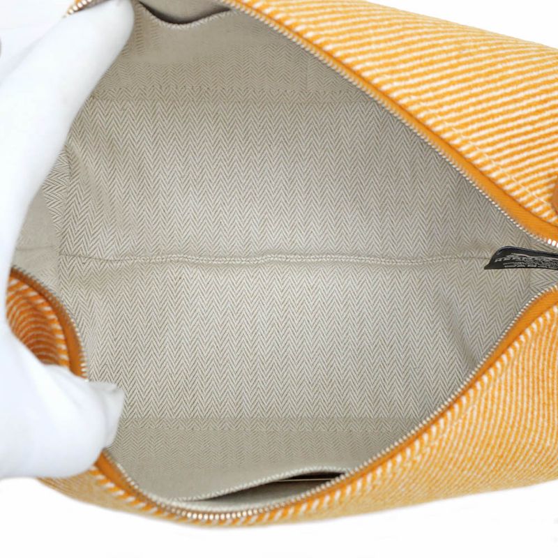 Hermes Brid A Black PM Au-carre Handbag Pouch Faube Orange Ladies Unused