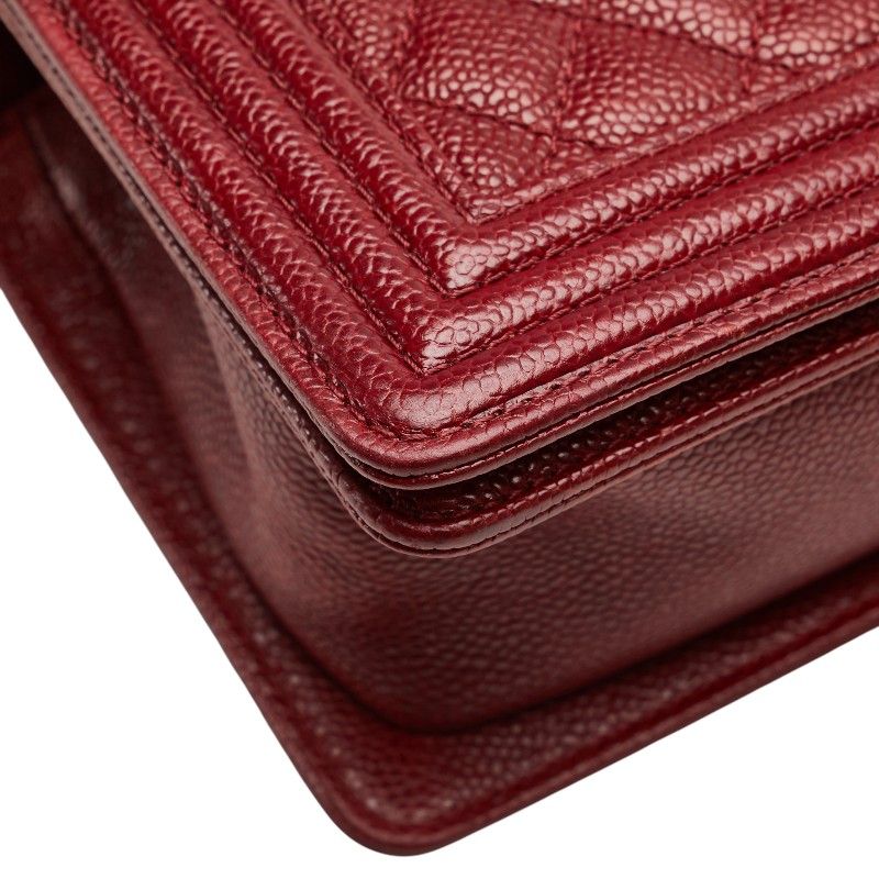 Chanel Coco Marc Boy Chanel 25 Crossbody Chain Shoulder Bag Red Caviar Skin