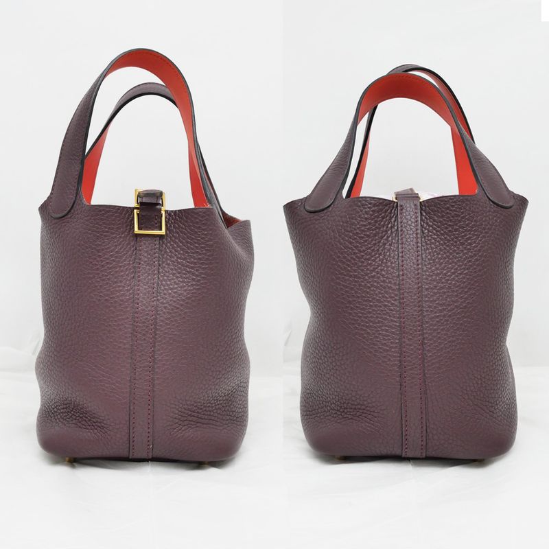 Hermes Picotin Lock PM 18 Eclat Handbag Purun Orange Poppy - Taurillon