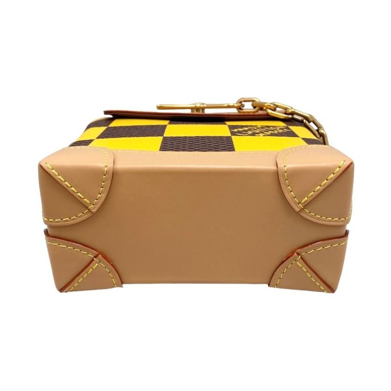 Louis Vuitton Shoulder Bag Nano Steamer N40536 Damier Pop Canvas Yellow Brown