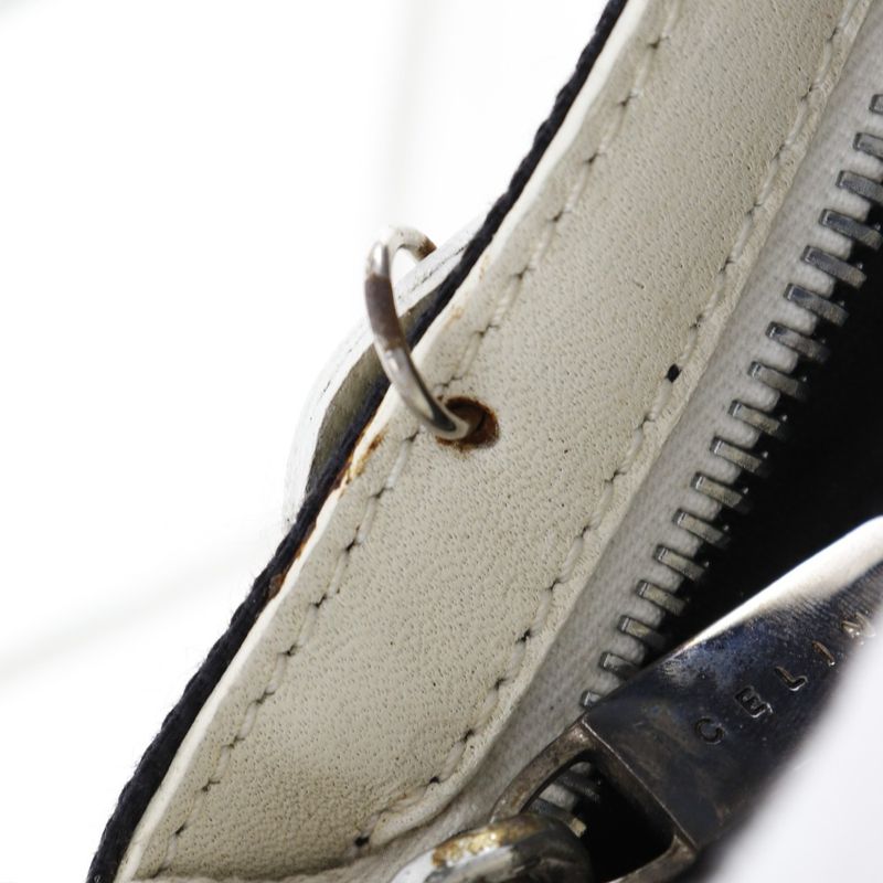 Celine Flower Leather And Canvas Off-white/black Women's Shoulder Bag