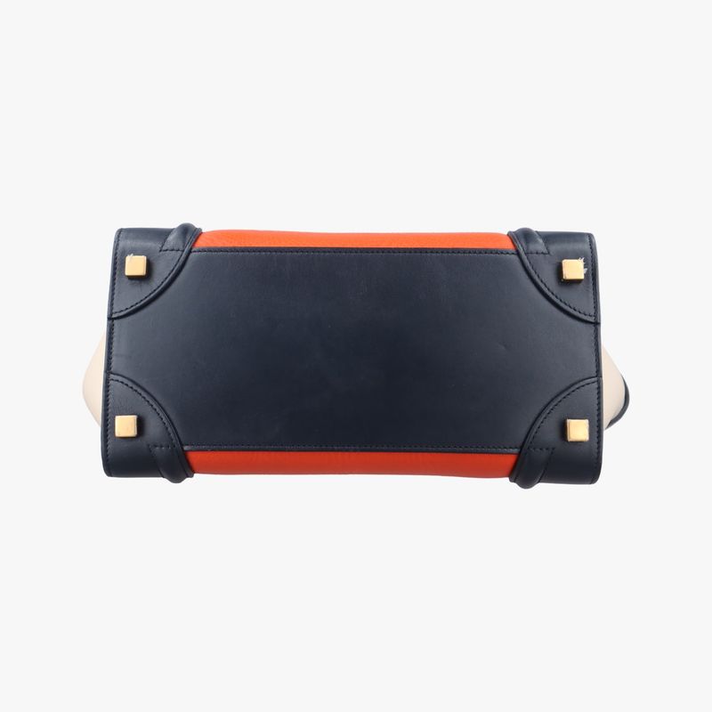 Celine Luggage Mini Shopper Orange X Black X Beige Leather S-cu-4124