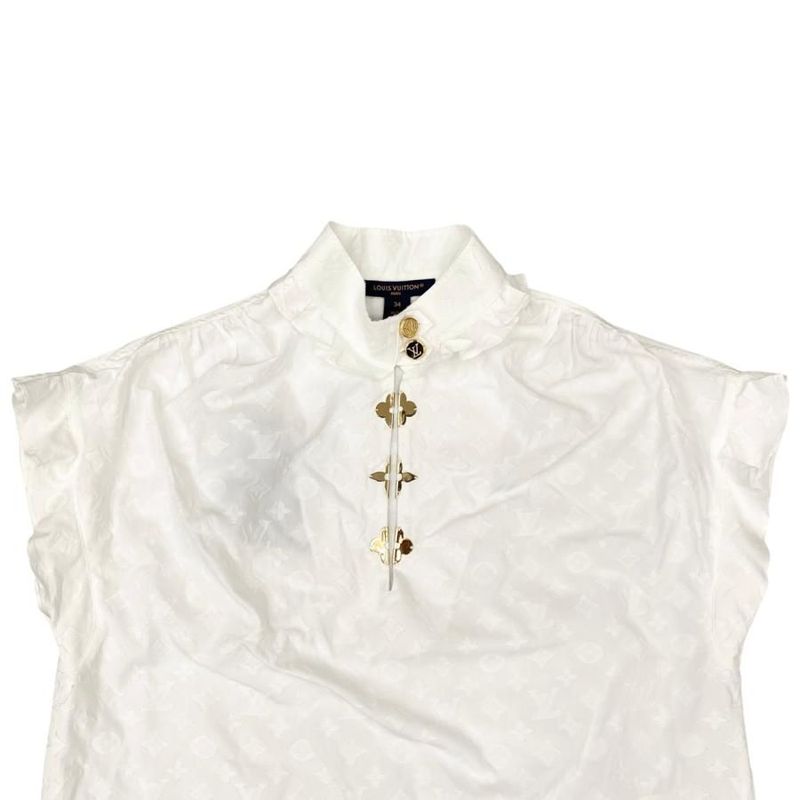 Louis Vuitton Shirt Sleeveless Ruffle Blouse Rw192ww Aqv Fhbl13 Size 34