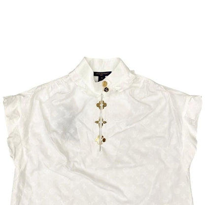 Louis Vuitton Shirt Sleeveless Ruffle Blouse Rw192ww Aqv Fhbl13 Size 34