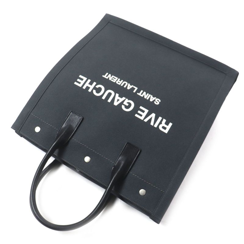  Saint Laurent Paris 632539 Rive Gauche N/S Canvas Leather Tote Bag Dark Gray