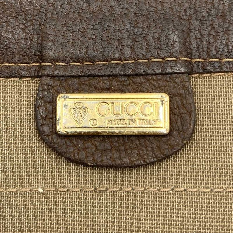 Gucci 017 115 Second Bag Clutch Bag Pouch GG Supreme Sherry Line Leather Brown