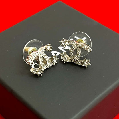 Chanel Coco Mark Motif Metal Rhinestone Earrings 23FP