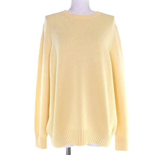 Prada Virgin Wool Cashmere Triangle Logo Long Sleeve Knit Top Yellow 40