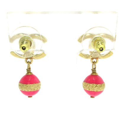 Chanel Earrings - Gold And Pink Coco Mark