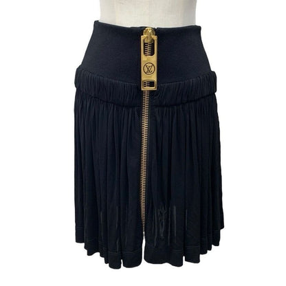 Louis Vuitton Bottoms Black Gold XXL Zipper High Waist Skirt Mini Logo