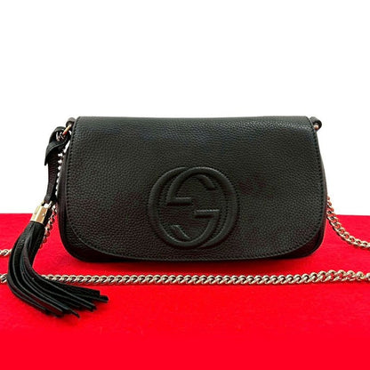 Gucci Soho GG Logo Embossed Leather Chain Shoulder Bag Pochette