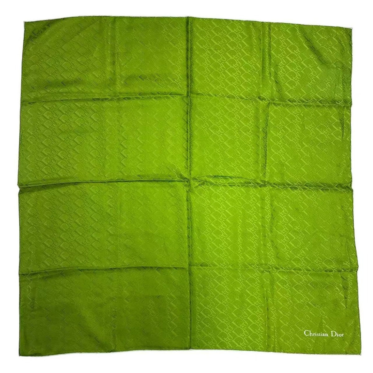 Dior Christian Scarf Silk All Over Pattern Green
