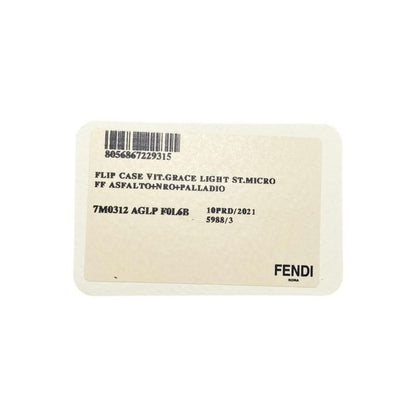 Fendi Card Case Flip Case 7m0312 Aglp F0l6b Ff Logo Asphalt Black Gray Silver