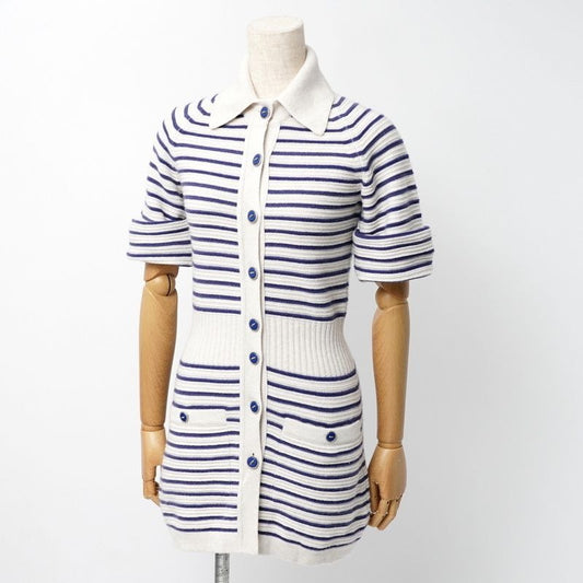 Chanel Dress Size 34 P51 Cashmere Striped Short Sleeved Knit