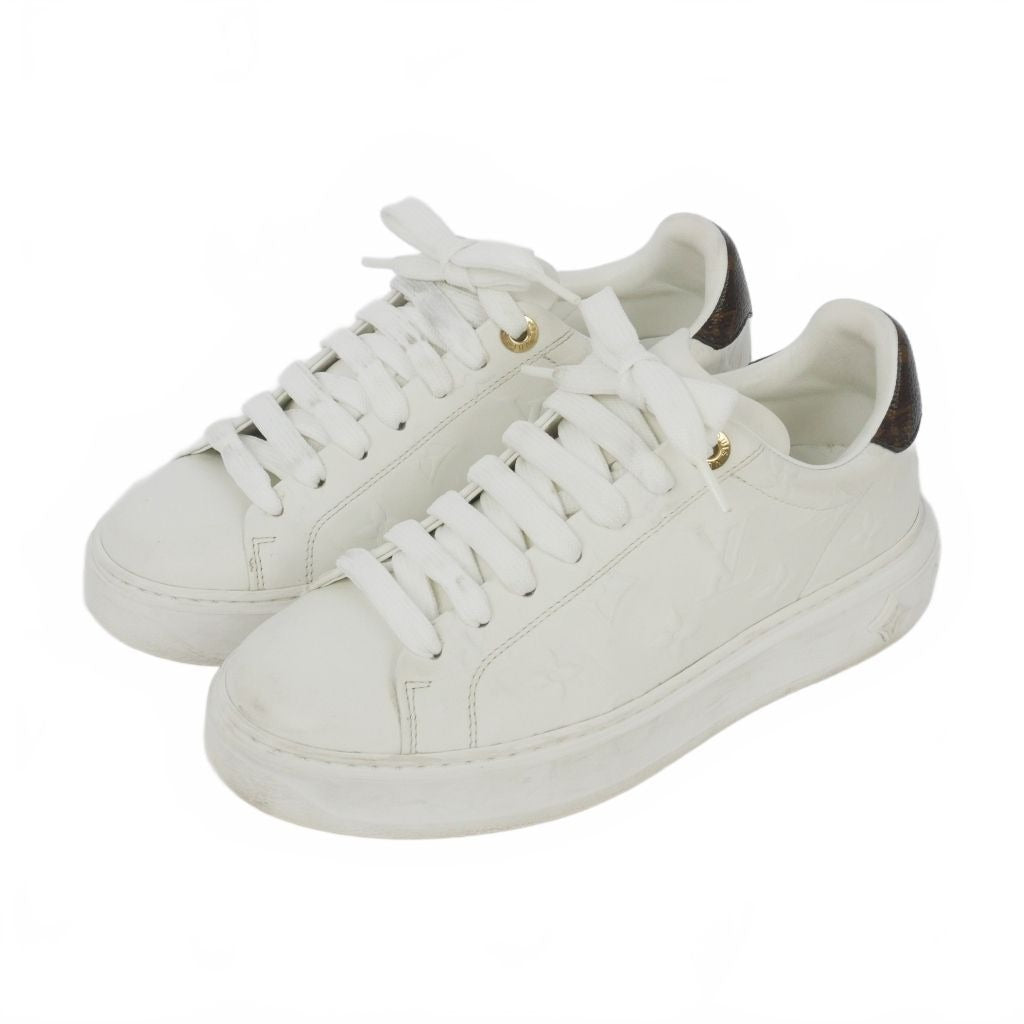Louis Vuitton Time Out Line Monogram Sneakers Shoes 35.5 White