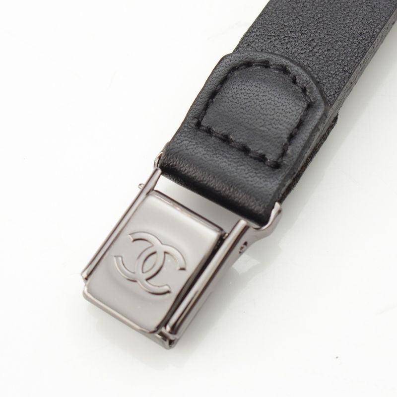 Chanel 03P Logo Coco Mark Suspenders Black