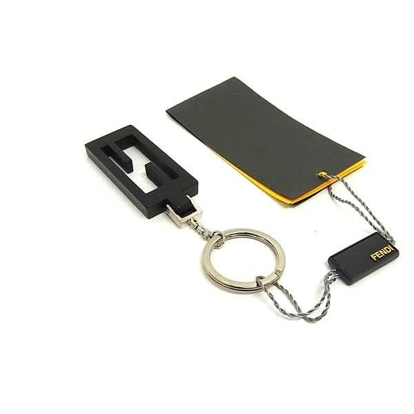 Fendi Key Ring Key Holder Bag Charm Black Silver — view 2