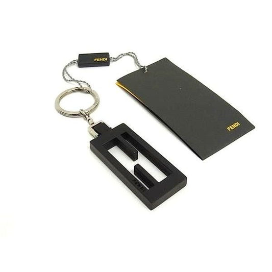 Fendi Key Ring Key Holder Bag Charm Black Silver