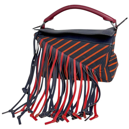 Loewe Puzzle Bag Handbag Leather Navy Red