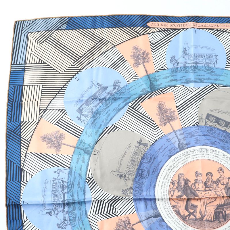 Hermes Carre Geant Carre 90 JEU DES Omnibus ET Dames 100% Silk Large Shawl