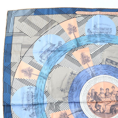 Hermes Carre Geant Carre 90 JEU DES Omnibus ET Dames 100% Silk Large Shawl