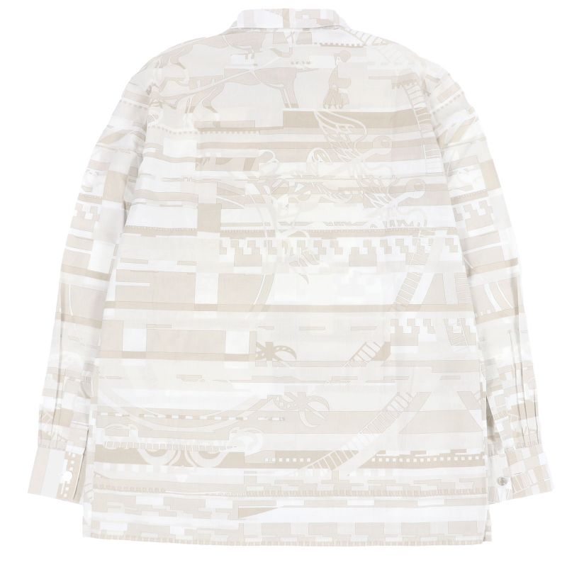 Hermes 100% Cotton Abstract Total Pattern Sleeve Serie Buttons Long Sleeves