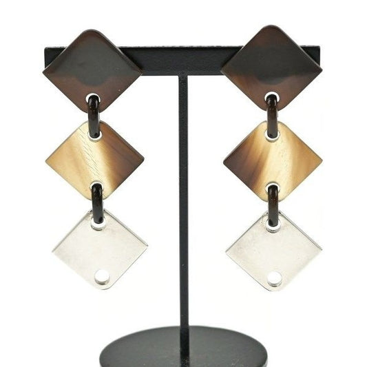 Hermes Earrings Brown Beige