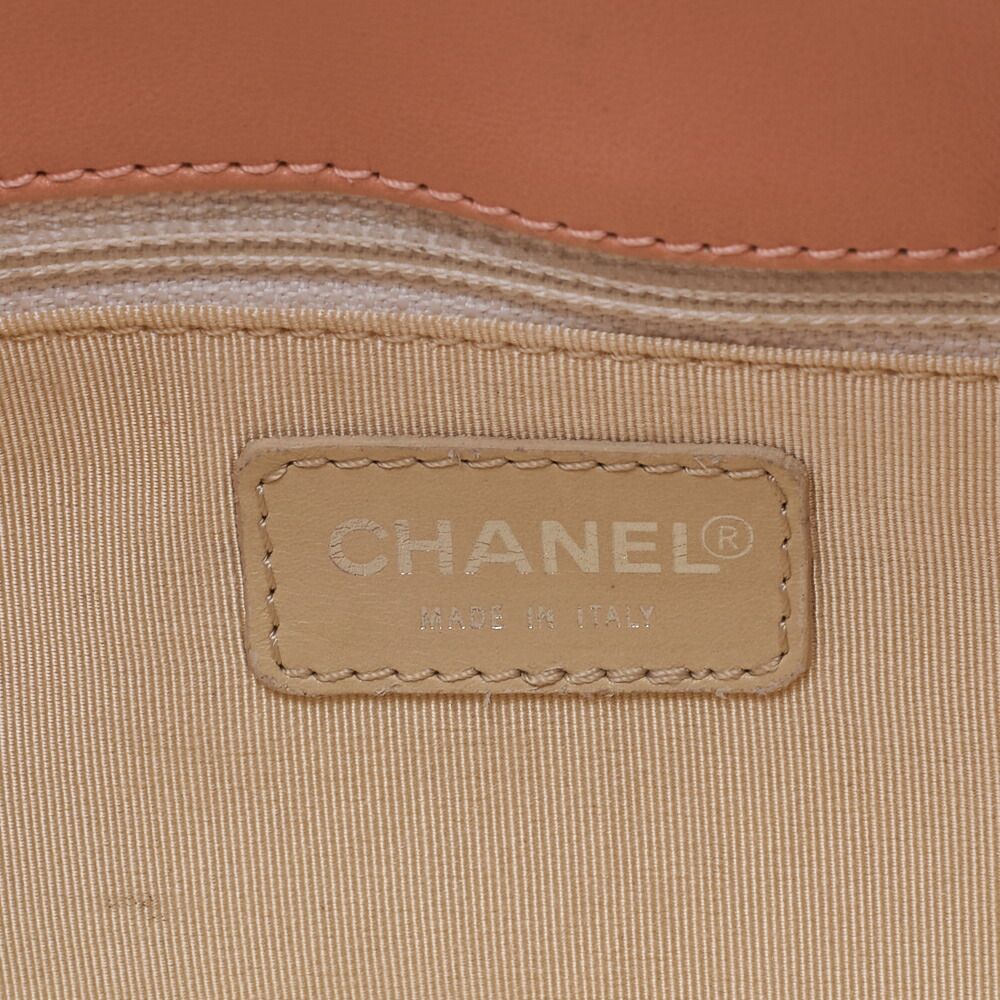 Chanel One Shoulder Bag Choco Bar Coco Mark Lambskin Salmon Pink With Silver