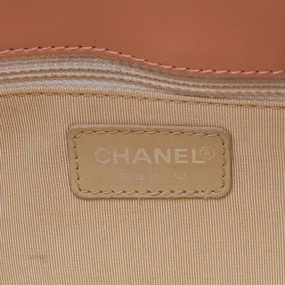 Chanel One Shoulder Bag Choco Bar Coco Mark Lambskin Salmon Pink With Silver