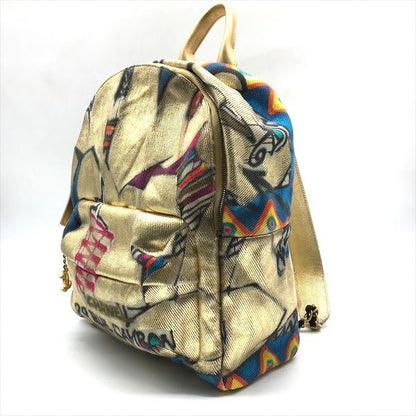 Chanel CC Logo Graffiti Paint Backpack Gold