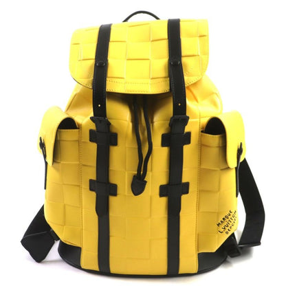 Louis Vuitton Damier Scuba Christopher MM Leather Backpack Yellow Black