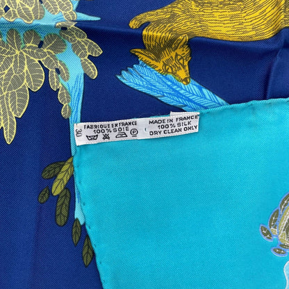 Hermes Scarf Silk Carre 90 Animal Alphabet Blue — view 9