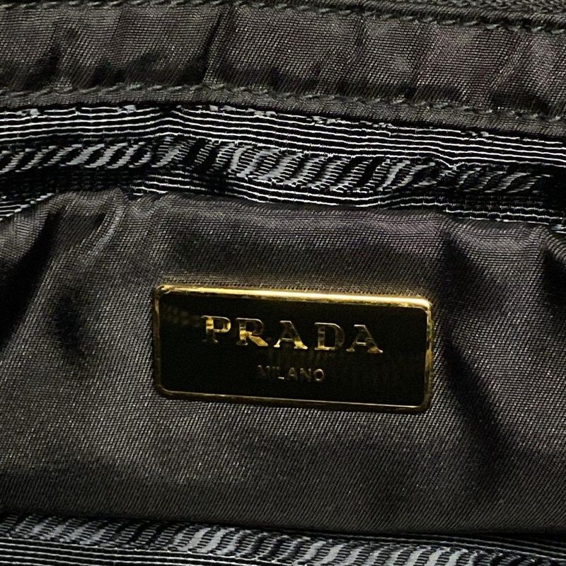 Prada Tote Bag New Tessuto Bomber 1bg005 Black Leather