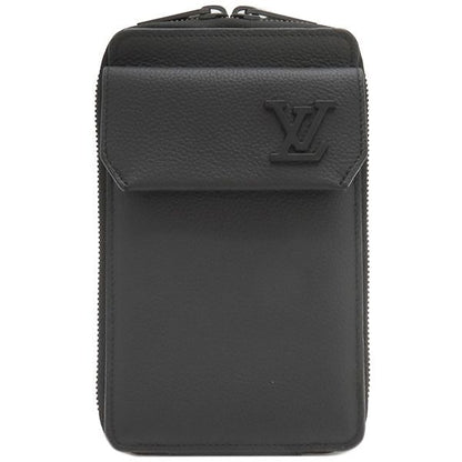 Louis Vuitton Shoulder Bag Aerogram Phone Pouch Grain Leather Black Matte