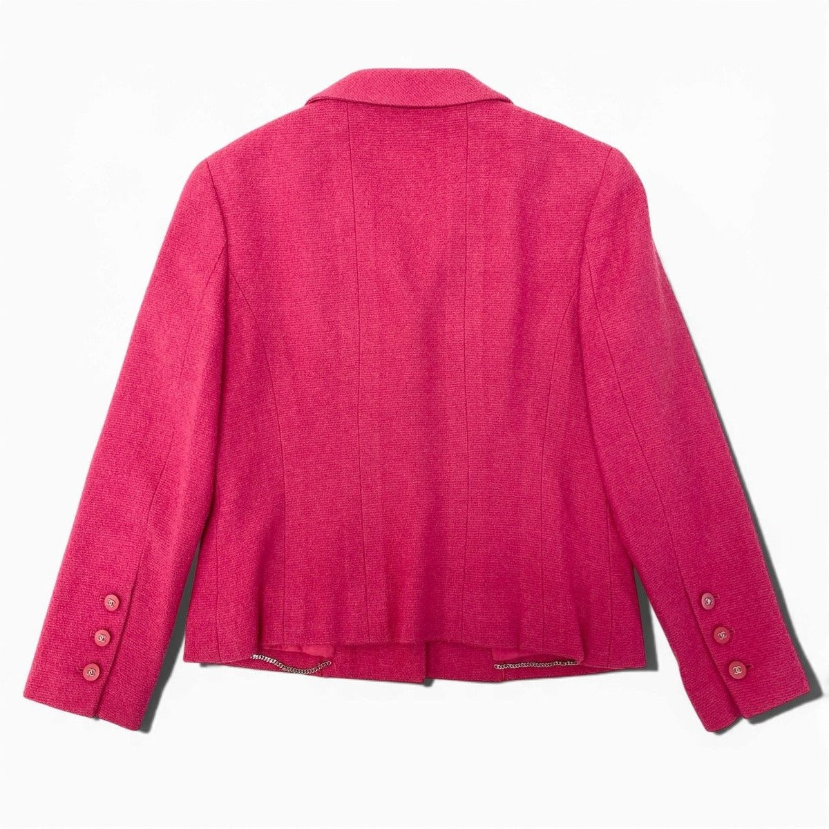 Chanel Tweed Jacket CC Logo Button 38 Pink — view 3
