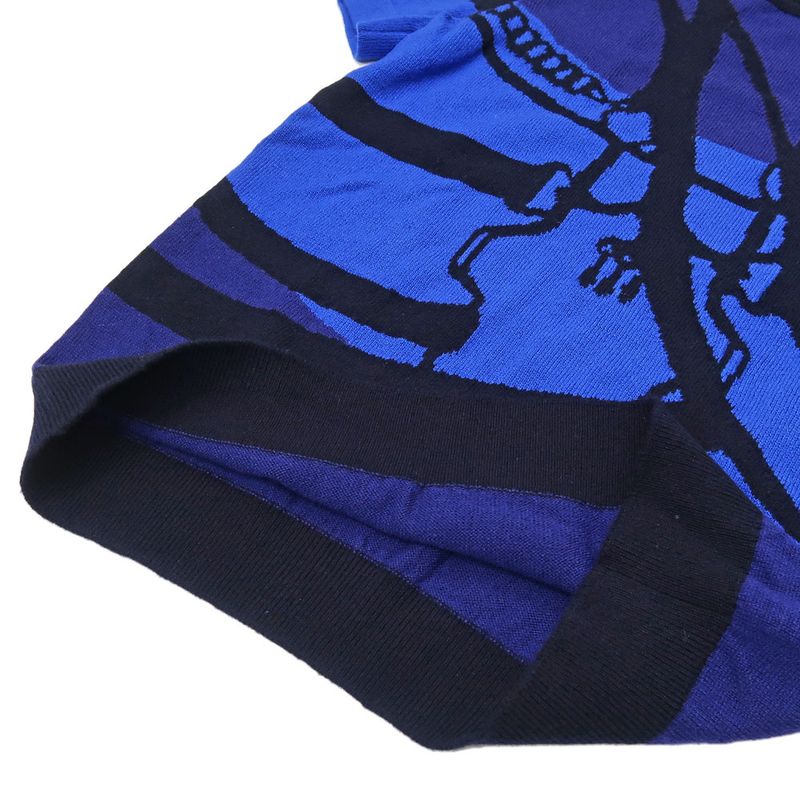 Hermes Short Sleeve Knit Morning Walk 34 Size Blue 2h2645d2 Cashmere