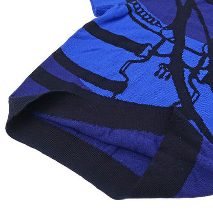 Hermes Short Sleeve Knit Morning Walk 34 Size Blue 2h2645d2 Cashmere