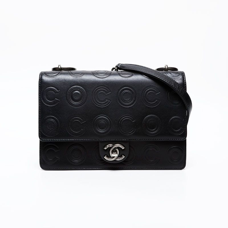 Chanel Shoulder Bag Gunmetal Chain Coco