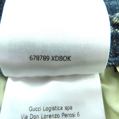 Gucci Cotton Logo Button GG Pattern Trapezoid Denim Skirt Indigo 42 — view 12