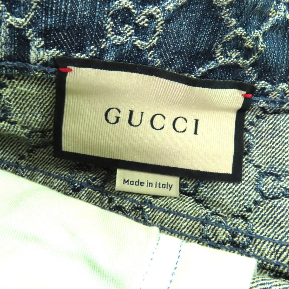 Gucci Cotton Logo Button GG Pattern Trapezoid Denim Skirt Indigo 42 — view 9