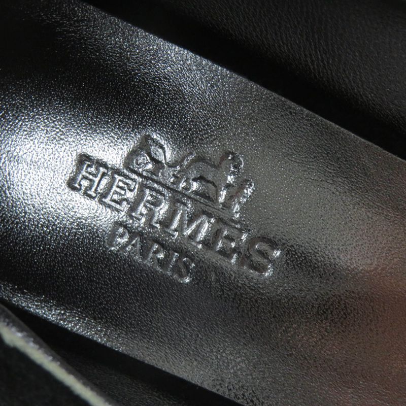 Hermes Vecteur Feather Motif Suede Leather Pumps Black 35 Storage With Bag Made