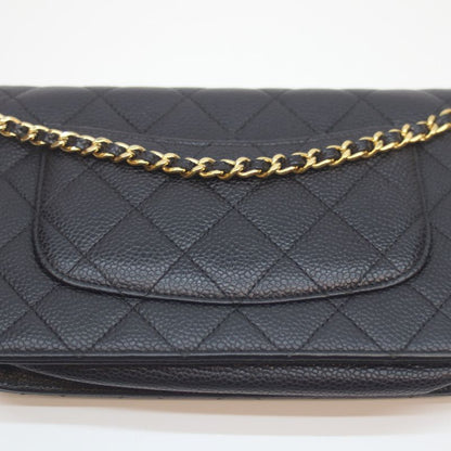Chanel No 21 Ap0250 Black Caviar Ghardware Chain Wallet