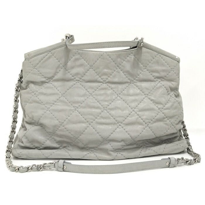 Chanel 2-Way Shoulder Bag Quilted Leather Light Gray — view 2