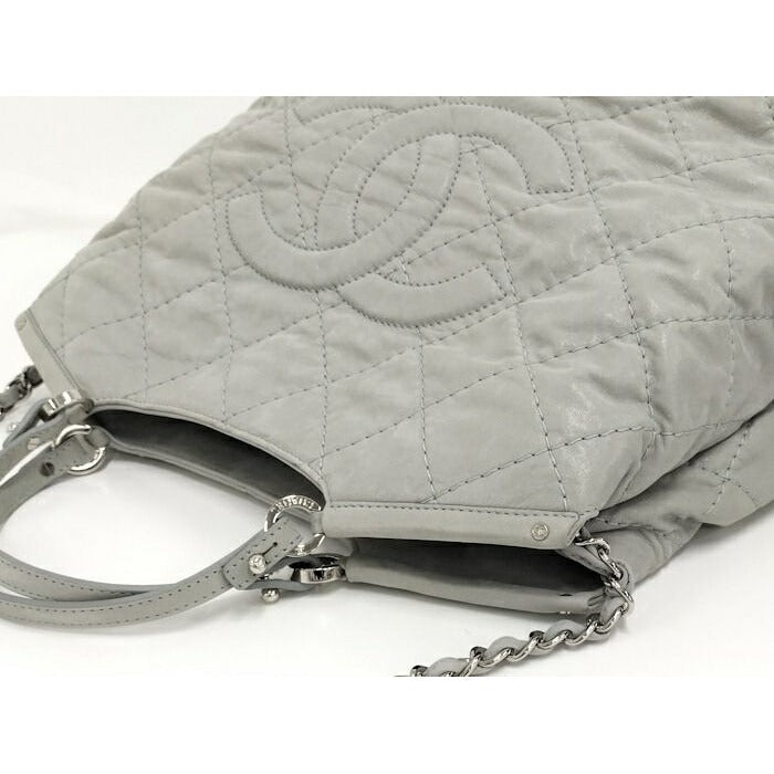 Chanel 2-Way Shoulder Bag Quilted Leather Light Gray — view 3